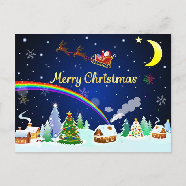 Carte Postale Flying Santa Claus with Crescent Moon (Devant)