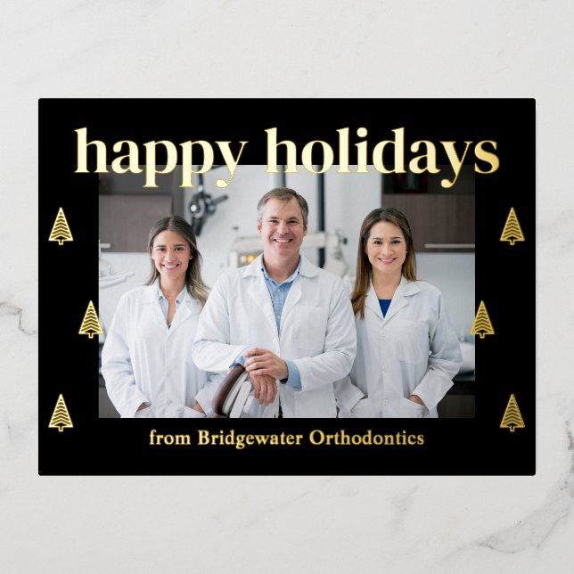 Carte postale FOIL Business Holiday Arbres Moderne (Recto)