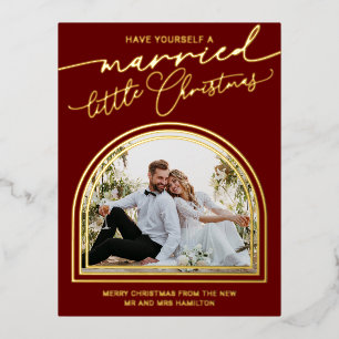 Carte postale Foil du petit Mariage de Noël marié