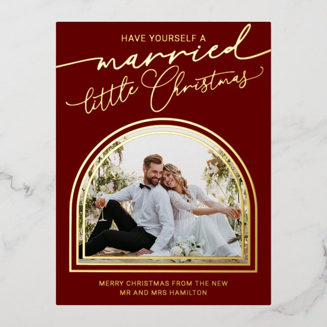 Carte postale Foil du petit Mariage de Noël marié (Recto)