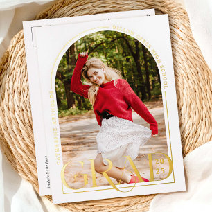 Carte postale Foil Faire-part de graduation photo