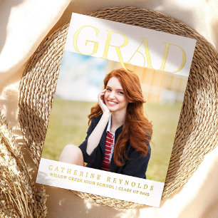 Carte postale Foil Faire-part de graduation photo