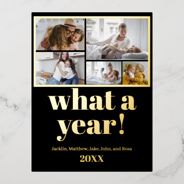 Carte postale Foil Holiday 5 photos personnalisées (Recto)