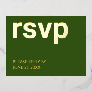 Carte postale Foil RSVP Forest Green Repas Choix