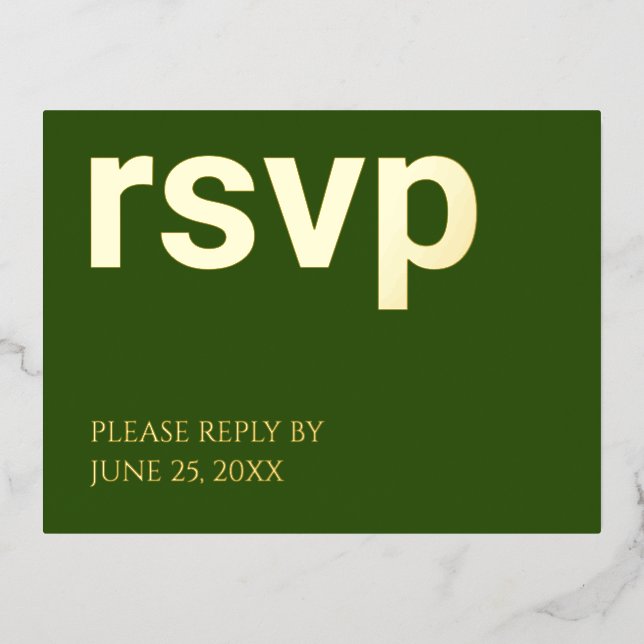 Carte postale Foil RSVP Forest Green Repas Choix (Recto)