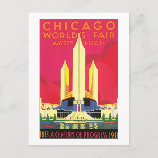 Carte Postale Foire mondiale de Chicago 1833-1933 (Devant)
