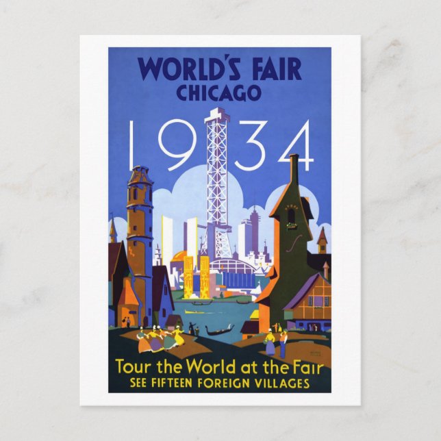 Carte Postale Foire mondiale de Chicago 1934 (Devant)