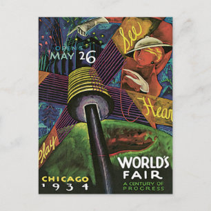 Carte Postale Foire mondiale de Chicago US Voyage Vintage