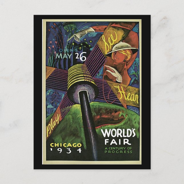 Carte Postale Foire mondiale de Postercard-Chicago-1934 (Devant)