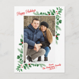 Carte Postale Foliage d'hiver moderne Joyeux vacances photo