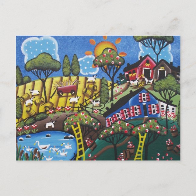 Carte Postale FOLK ART Apple Blossom PAR LORI EVERETT Postcard (Devant)
