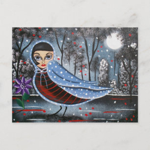 Carte Postale FOLK ART Bird Lady BY LORI EVERETT postcard