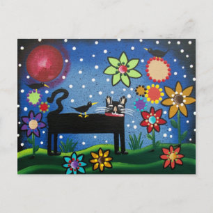 Carte Postale FOLK ART Chat avec attitude par LORI EVERETT