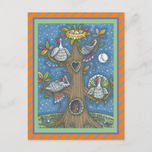 CARTE POSTALE FOLK ART TURQUIE ARBRE, GRÂCE À GOBBLER HUMOUR