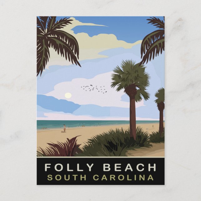 Carte Postale Folly Beach, Caroline du Sud, Voyage (Devant)