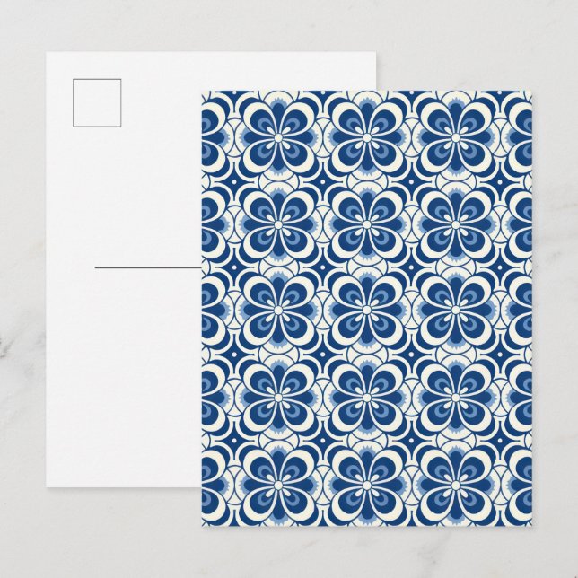 Carte Postale Fond à motif bleu et blanc (Devant / Derrière)