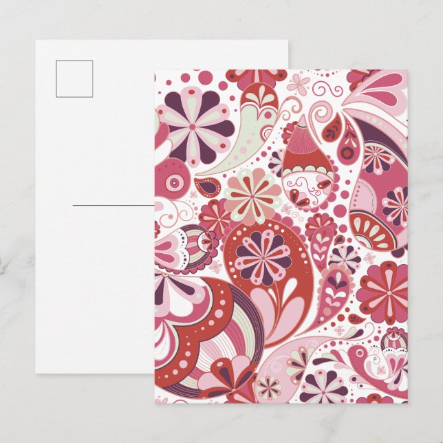Carte Postale Fond à pois de Saxe rose (Devant / Derrière)