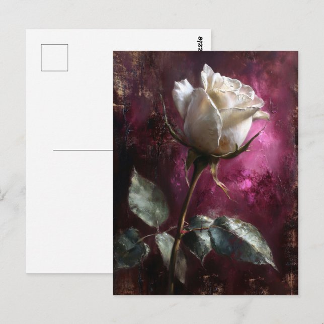 Carte Postale Fond blanc Rose violet (Devant / Derrière)