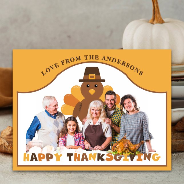 Carte Postale Fond de décor mignon de dindon de Thanksgiving pou (Créateur téléchargé)