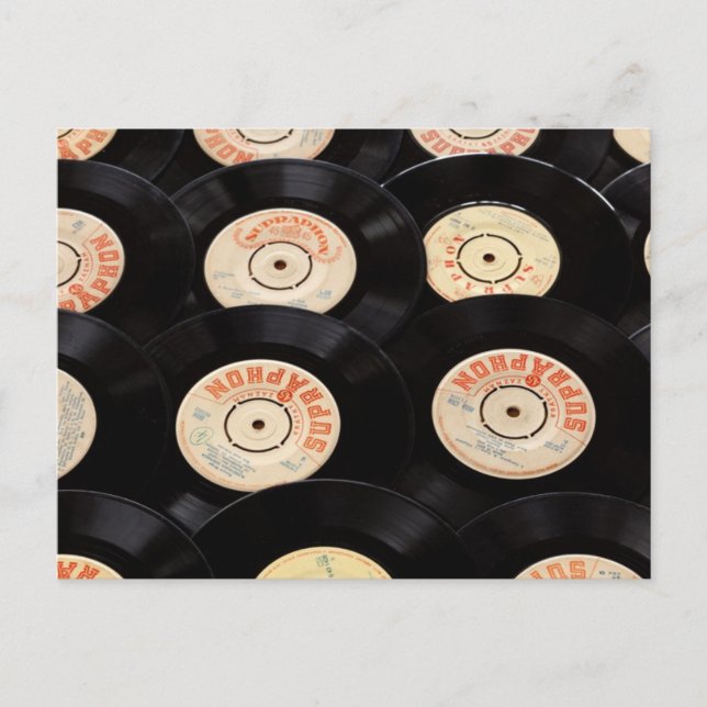 Carte Postale Fond de disques vinyles (Devant)