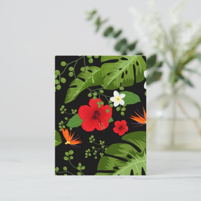 Carte Postale Fond de fleurs tropicales 4 (Debout devant)