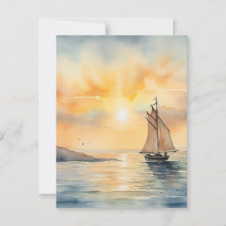 Carte Postale Fond de paysage marin à l'aquarelle