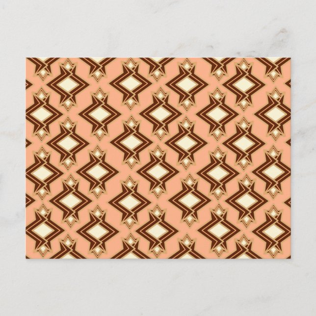Carte Postale Fond d'écran Art Déco Motif, corail et Brown (Devant)