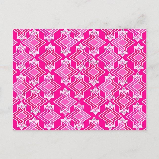 Carte Postale Fond d'écran Art Déco Motif, Fuchsia Pink (Devant)