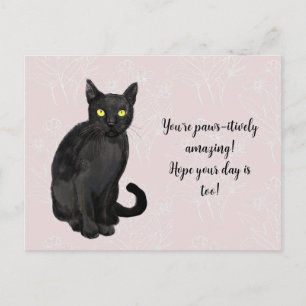 Carte Postale Fond floral de chat