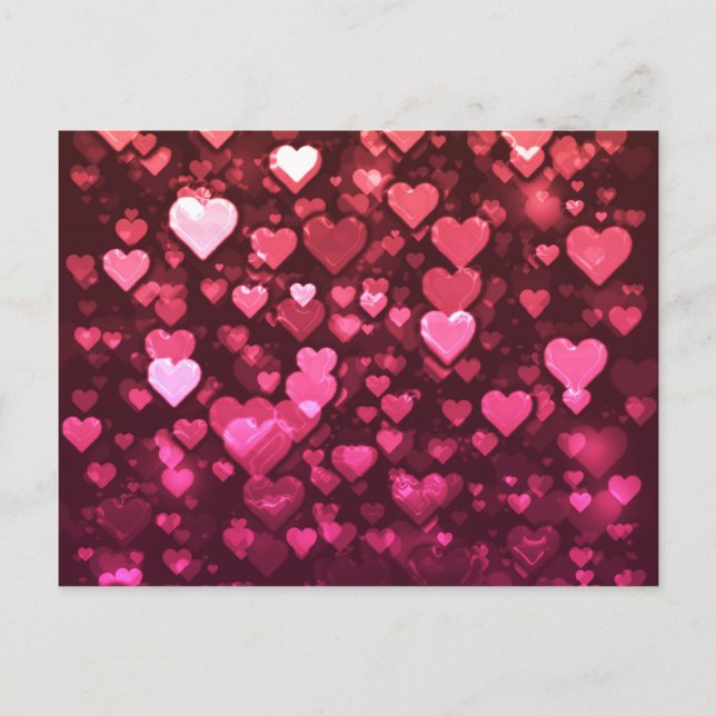 Carte Postale Fond numérique à effet bokeh de cœurs roses (Devant)