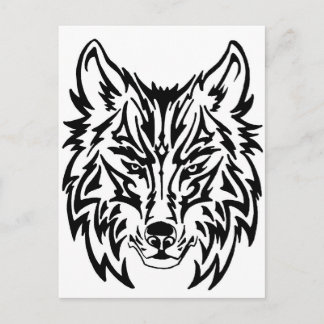 Carte Postale FondBlancTribalWolf