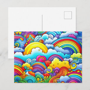 Carte Postale Fonds arc-en-ciel