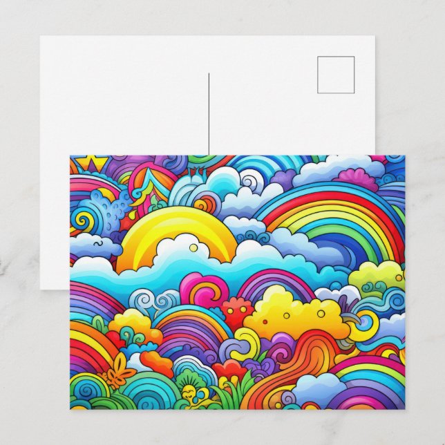 Carte Postale Fonds arc-en-ciel (Devant / Derrière)