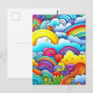 Carte Postale Fonds arc-en-ciel