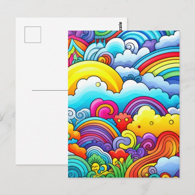 Carte Postale Fonds arc-en-ciel (Devant / Derrière)