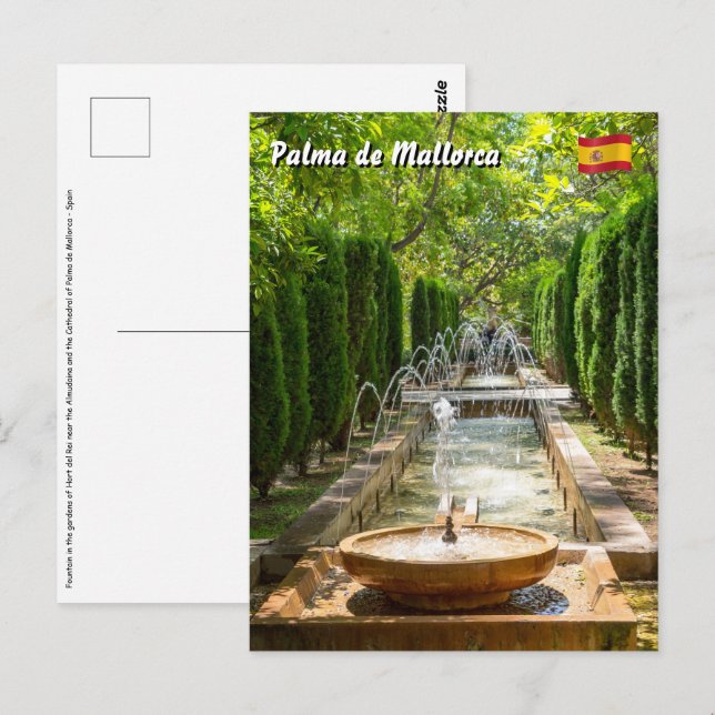Carte Postale Fontaine dans les jardins d'Almudaina - Palma de M (Devant / Derrière)
