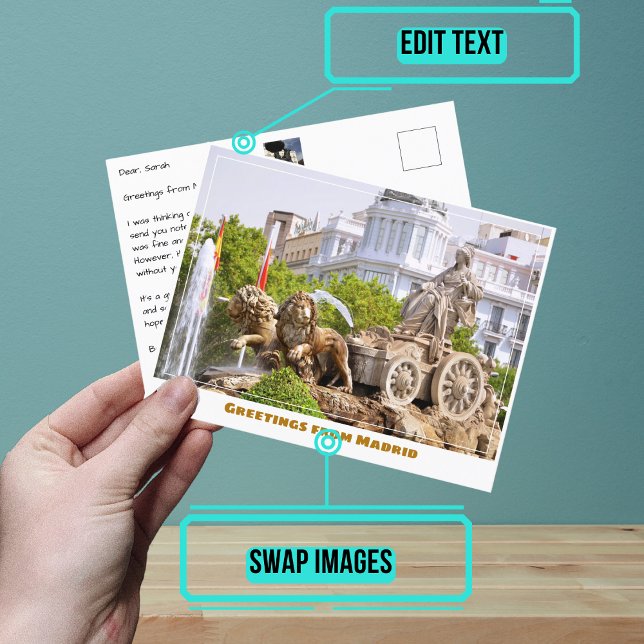 Carte Postale Fontaine de Cibeles Madrid Espagne Moderne (Share your experiences with these stylish template postcards.)