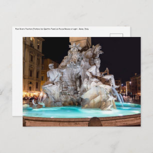 Carte Postale Fontaine de Four Rivers sur la Piazza Navona à Rom