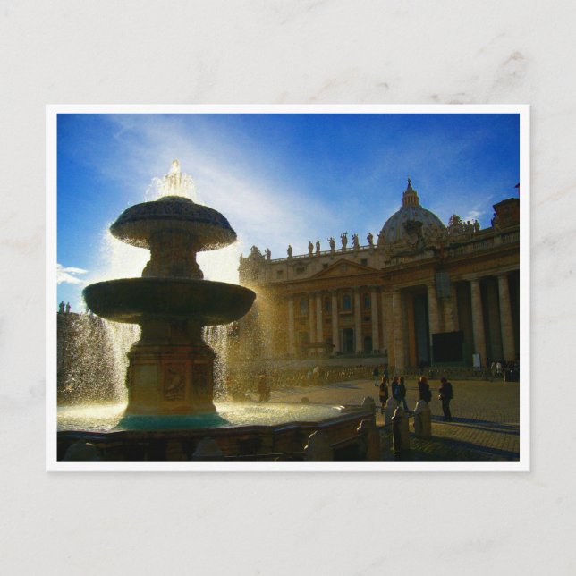 Carte Postale fontaine de la cité du Vatican (Devant)