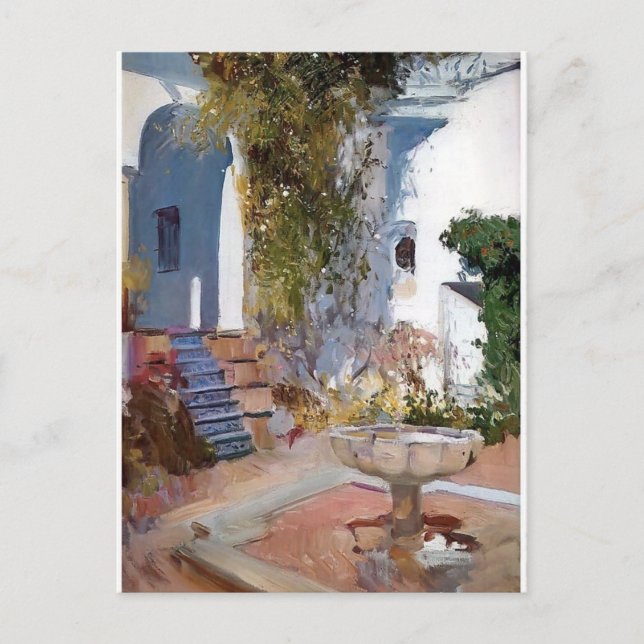 Carte Postale Fontaine de l'Alcazin Sevilla par Joaquín Sorolla (Devant)