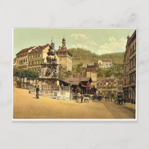 Carte Postale Fontaine de marché, Carlsbad, Bohême, Austro-Hun
