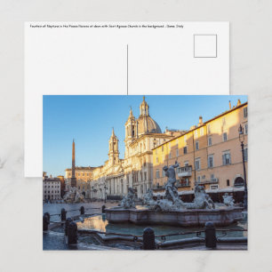 Carte Postale Fontaine de Neptune de la Piazza Navona - Rome