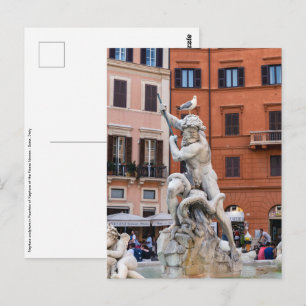 Carte Postale Fontaine de Neptune sur la Piazza Navona - Rome