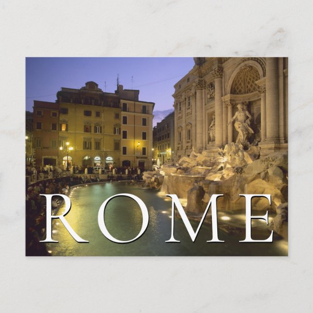 Carte Postale Fontaine de Trevi la nuit | Rome, Latium, Italie (Devant)