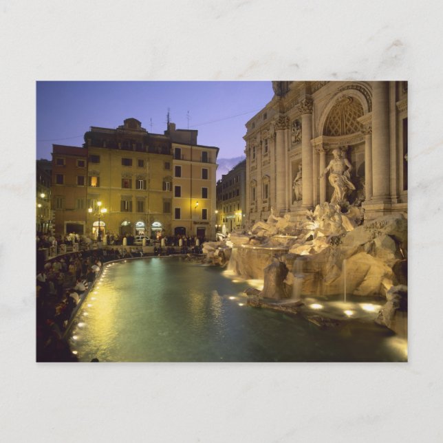 Carte Postale Fontaine de Trevi la nuit, Rome, Latium, Italie (Devant)