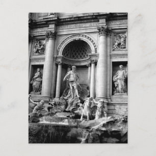 Carte Postale Fontaine de Trevi noir blanc Rome photographie de