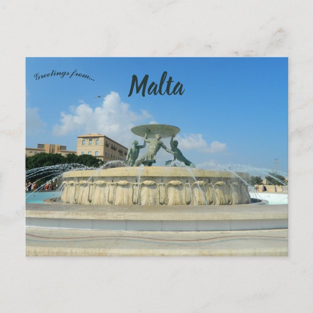 Carte Postale Fontaine des Tritons à La Valette Malte (Devant)