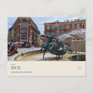 Carte Postale Fontaine et façades colorées à Nice
