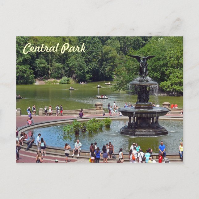 Carte Postale Fontaine et lac à Central Park, New York City (Devant)