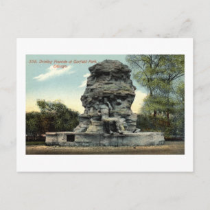 Carte Postale Fontaine, Garfield Park, Chicago IL Vintage